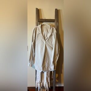 CP Shades Cream Long Sleeve tunic 100% cotton size xl